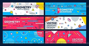 Modern geometric Memphis abstract banners set - royalty-free vector image