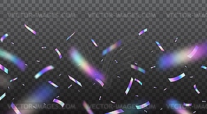 Holographic confetti neon glow, iridescent rainbow - vector clipart