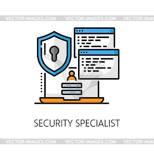 IT specialist, web development thin line icon - vector image