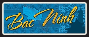 Вьетнамская провинция Бакнинь, ретро-туристическая табличка - изображение в векторе