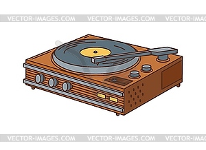Проигрыватель виниловых пластинок ретро-ностальгическое музыкальное устройство - иллюстрация в векторном формате
