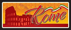 Italian Rome city travel sticker and plate - vector clipart