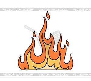 Retro groovy fire flames, hippie cartoon symbol - vector image