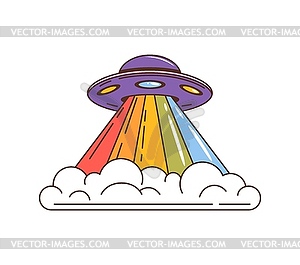 Retro groovy ufo saucer, psychedelic space engine - vector clipart / vector image