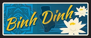 Binh Dinh province, vintage travel plate - vector clip art