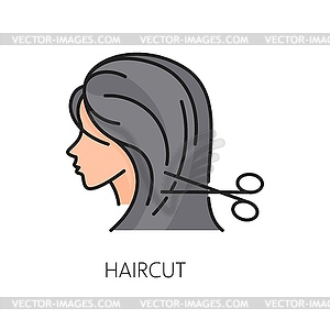 Hair care and treatment thin line color icon - vector clip art