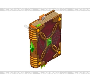 Game book, cartoon tome bound in ancient leather - color vector clipart