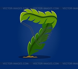Underwater sea font, undersea type number 7 Seven - vector clipart