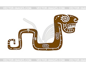 Snake Mayan Aztec totem symbol with patterns - vector image