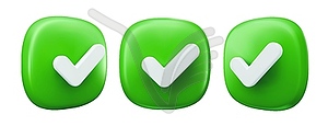 3d check icon, done mark, checklist tick signs - vector image