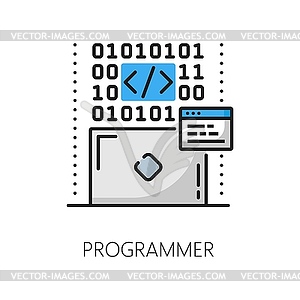 Значок линии программиста, специалиста по веб-разработке - векторное изображение