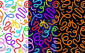 Kids holiday squiggle line pattern, background - vector image