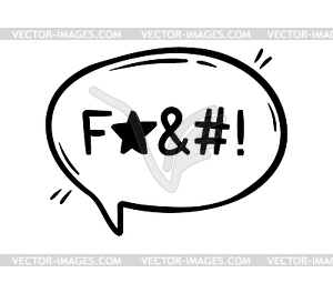Hate angry word in speech bubble, swear word curse - vector clip art