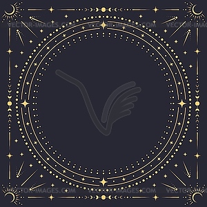 Square celestial frame. ornate background - vector image