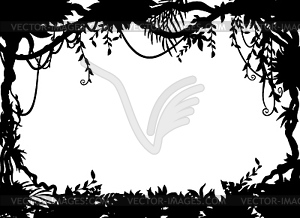 Tropical jungles frame with liana vines silhouette - vector clipart