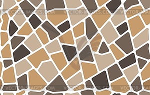 Brown mosaic stone tile pattern, floor background - royalty-free vector image