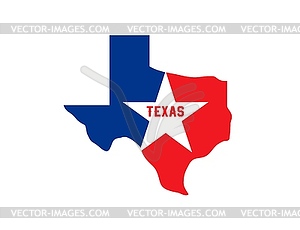 Texas state symbol, map icon with star silhouette - vector clipart