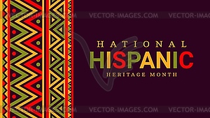 Hispanic heritage month banner, ethnic ornament - vector image