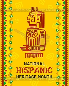 Флаер месяца латиноамериканского наследия, тотем майя и ацтеков - стоковый векторный клипарт