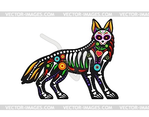 Mexican day of dead animal sugar skull tattoo - vector clipart
