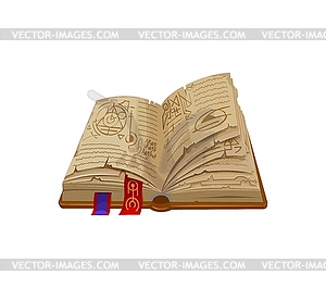 Game book, cartoon fantasy magic grimoire - vector clipart