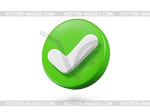 3D check icon, checklist tick, done mark - vector clipart
