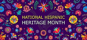 Hispanic heritage month banner of tropical flowers - vector image