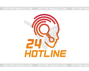 Call center icon, customer support hotline service - vector clipart