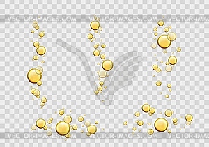 Oil bubbles, yellow liquid collagen or serum - vector image