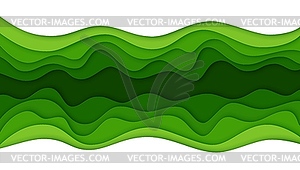Фон с вырезанными из зеленой бумаги волнами, экология - клипарт в формате EPS