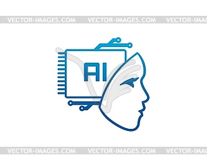 Artificial Intelligence icon, AI machine learning - vector clip art