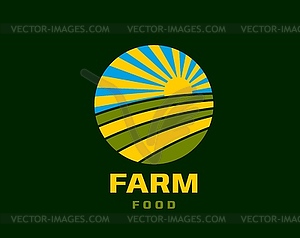 Agriculture rural farm field icon, round badge - vector clipart / vector image