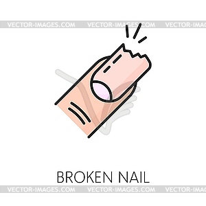 Broken nail manicure color line icon, hands care - royalty-free vector clipart