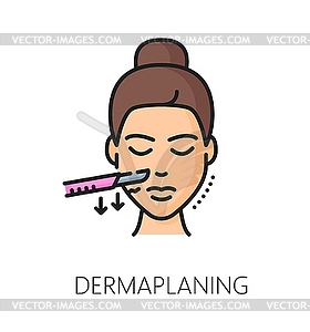 Skincare dermaplaning, face care linear color icon - vector image