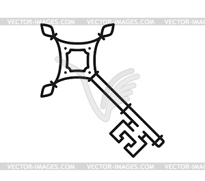 Medieval heraldry icon, heraldic key, royal crest - vector image