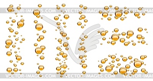 Yellow liquid oil bubbles of collagen and serum - color vector clipart