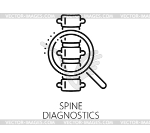 Chiropractic medicine line icon, spine diagnostics - vector image