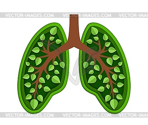 Lungs with green leaves, paper cut - vector image