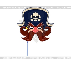 Pirate carnival photo booth mask, corsair face - vector clip art