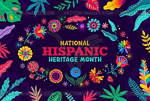 Tropical flowers, national Hispanic heritage month - vector image