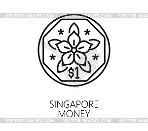 Singapore travel vacation icon, Singapore dollar - vector clipart / vector image