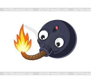 Cartoon bomb character, dangerous explosive weapon - vector clipart