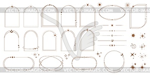 Celestial frame, arch and border, y2k arcs - vector image