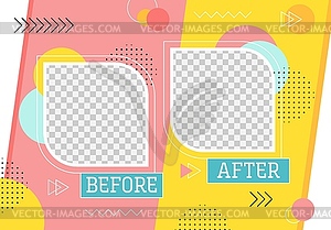 Before after template, border, photo frames - vector image