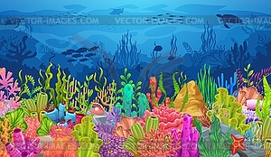 Algae seaweeds underwater landscape, aquatic scene - vector clipart