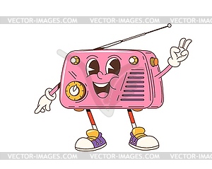 Cartoon groovy radio vintage receiver character - vector EPS clipart