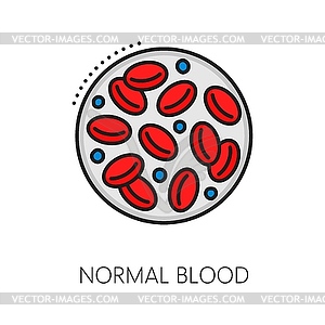 Hematology color line icon of normal blood cells - vector image