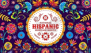 Flowers pattern on hispanic heritage banner - vector clip art