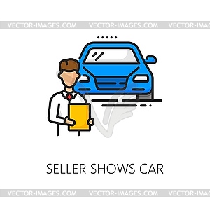 Car company, dealership seller outline icon - vector clip art