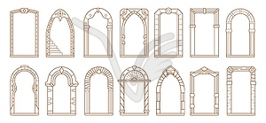 Art deco arch frames, arcs, doors or borders set - vector image